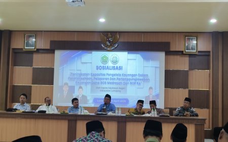 Sosialisasi Peningkatan Kapasitas Pengelola Kauangan Dalam Penatausahaan, Pelaporan dan Pertanggung Jawaban Keuangan Dana BOS Madrasah dan BOP RA